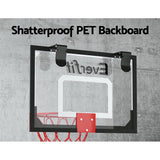 Everfit 23 Mini Basketball Hoop Backboard Door Wall Mounted Sports Kids Black - 45-Degree Angle