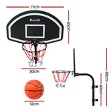 Everfit Kids Basketball Hoop with Ball and Pump Fit for Trampoline 25mm-32mm Poles Black - Front View
