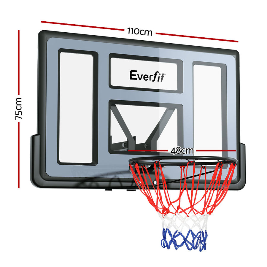 Everfit 45" Basketball Hoop Backboard Wall Mounted Ring Net Sports Pro System, Wall Mounted