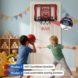 Everfit Mini Basketball Hoop Over Door Indoor LED Scoreboard Kids Set 40x30cm - 45-Degree Angle