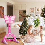 Keezi 3-in-1 Kids Basketball Hoop Soccer Goal Golf Game Set with Balls Pink - Low Angle