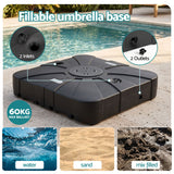 Instahut Outdoor Umbrella Base 2 Fillable 60kg Cantilever Umbrella Base with Wheels 84cm