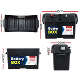 Giantz AGM Battery Box 12v XL Deep Cycle Portable Solar Caravan Camping - Front View