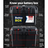 Giantz AGM Battery Box 12v XL Deep Cycle Portable Solar Caravan Camping - 45-Degree Angle