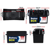 Giantz AGM Battery Box 12v Large Deep Cycle Box Portable Solar Caravan Camping - Front View