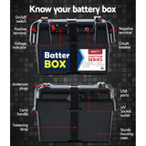 Giantz AGM Battery Box 12v Large Deep Cycle Box Portable Solar Caravan Camping - Close-Up Angle