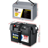 Giantz AGM Deep Cycle Battery 12V 100Ah Box Portable Solar Caravan Camping - Front View