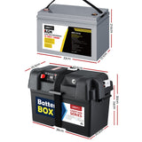 Giantz AGM Deep Cycle Battery 12V 140Ah Box Portable Solar Caravan Camping - Front View