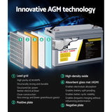 Giantz AGM Deep Cycle Battery 12V 140Ah Box Portable Solar Caravan Camping - Top-Down View