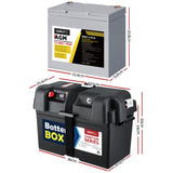 Giantz AGM Deep Cycle Battery 12V 75Ah Box Portable Solar Caravan Camping - Front View