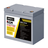 Giantz AGM Deep Cycle Battery 12V 75Ah Box Portable Solar Caravan Camping - Side View