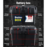 Giantz AGM Deep Cycle Battery 12V 75Ah Box Portable Solar Caravan Camping - Rear View