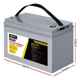 Giantz AGM Deep Cycle Battery 12V 120Ah x2 Box Portable Solar Caravan Camping - Front View