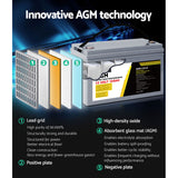 Giantz AGM Deep Cycle Battery 12V 120Ah x2 Box Portable Solar Caravan Camping - 45-Degree Angle