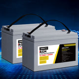 Giantz AGM Deep Cycle Battery 12V 120Ah x2 Box Portable Solar Caravan Camping - Close-Up Angle