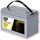Giantz AGM Deep Cycle Battery 12V 135Ah Box Portable Solar Caravan Camping - Front View