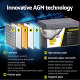 Giantz AGM Battery 12V 15Ah Deep Cycle Box Portable Solar Caravan Camping - 45-Degree Angle