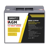 Giantz AGM Deep Cycle Battery 12V 25Ah Box Portable Solar Caravan Camping - Top-Down View
