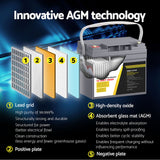 Giantz AGM Battery 12V 40Ah Deep Cycle Box Portable Solar Caravan Camping - 45-Degree Angle