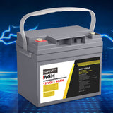 Giantz AGM Battery 12V 40Ah Deep Cycle Box Portable Solar Caravan Camping - Close-Up Angle