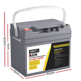 Giantz AGM Deep Cycle Battery 12V 50Ah x2 Box Portable Solar Caravan Camping - Front View