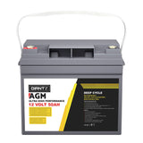 Giantz AGM Deep Cycle Battery 12V 50Ah x2 Box Portable Solar Caravan Camping - Side View
