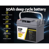 Giantz AGM Deep Cycle Battery 12V 50Ah x2 Box Portable Solar Caravan Camping - Top-Down View