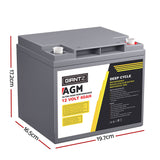Giantz AGM Battery 12V 60Ah Deep Cycle Box Portable Solar Caravan Camping - Front View