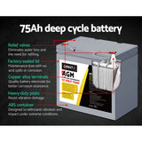 Giantz AGM Deep Cycle Battery 12V 75Ah x2 Box Portable Solar Caravan Camping - Top-Down View