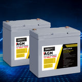 Giantz AGM Deep Cycle Battery 12V 75Ah x2 Box Portable Solar Caravan Camping - Close-Up Angle