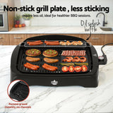 Grillz 1950W Electric BBQ Grill Non-stick Plate for Indoor Outdoor - Top-Down View