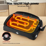 Grillz 1950W Electric BBQ Grill Non-stick Plate for Indoor Outdoor - Rear View