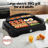 Grillz 1950W Electric BBQ Grill Non-stick Plate for Indoor Outdoor - Low Angle
