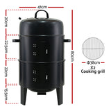 Grillz BBQ Grill 3-In-1 Charcoal Smoker - Front View