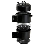 Grillz 3-in-1 charcoal BBQ smoker, black heat resistant steel, water pan inside smoker