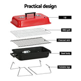 Grillz Charcoal BBQ Portable Grill Camping Barbecue Outdoor Cooking Smoker - Rear View