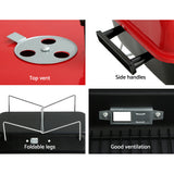 Grillz Charcoal BBQ Portable Grill Camping Barbecue Outdoor Cooking Smoker - Close-Up Angle