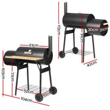 Grillz BBQ Grill 2-In-1 Offset Charcoal Smoker - Front View