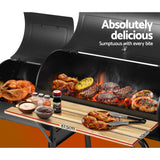 Grillz BBQ Grill 2-In-1 Offset Charcoal Smoker - Top-Down View