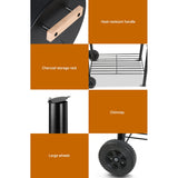Grillz BBQ Grill 2-In-1 Offset Charcoal Smoker - Rear View