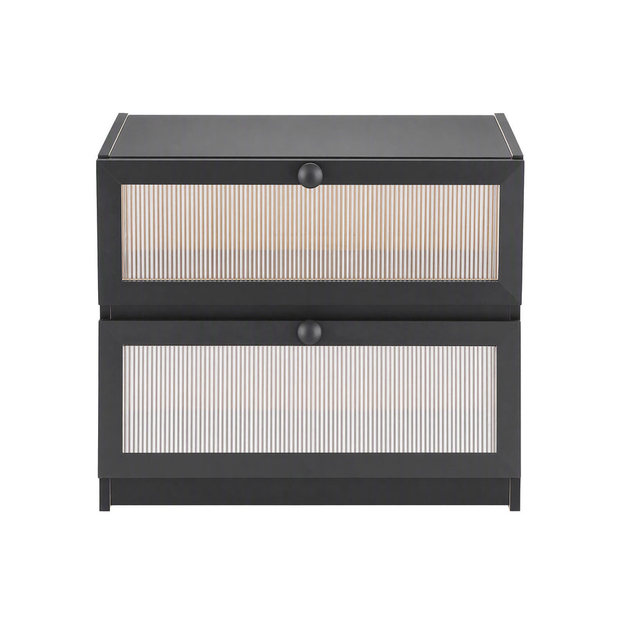 Artiss Bamboo Bread Box 2-Tier Kitchen Countertop Storage 40cm Black