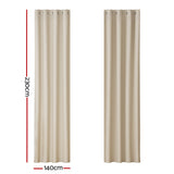 Artiss 2X Blockout Curtains Eyelet 140x230cm Beige - Front View
