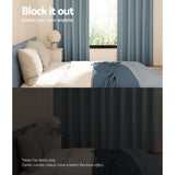 Artiss 2X Blockout Curtains Eyelet 140x230cm Grey - Top-Down View