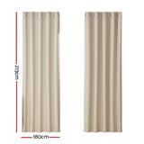 Artiss 2X Blockout Curtains Eyelet 180x213cm Beige - Front View