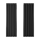 Artiss 2X Blockout Curtains Eyelet 180x213cm Black