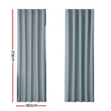 Artiss 2X Blockout Curtains Eyelet 180x213cm Grey - Front View