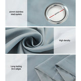 Artiss 2X Blockout Curtains Eyelet 180x213cm Grey - Rear View