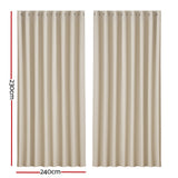 Artiss 2X Blockout Curtains Eyelet 240x230cm Beige