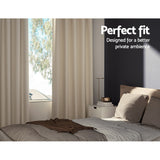 Artiss 2X Blockout Curtains Eyelet 240x230cm Beige - Side View