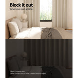 Artiss 2X Blockout Curtains Eyelet 240x230cm Beige - Top-Down View